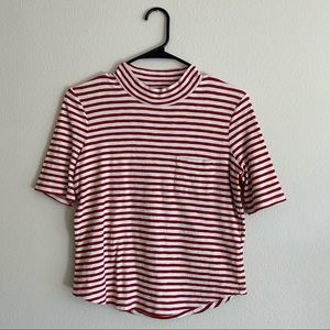 NWOT Madewell striped short sleeve mockneck sweater